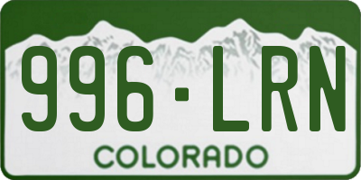 CO license plate 996LRN