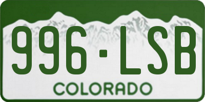 CO license plate 996LSB