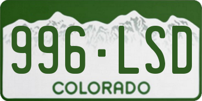 CO license plate 996LSD