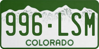 CO license plate 996LSM