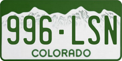 CO license plate 996LSN