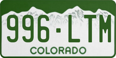 CO license plate 996LTM