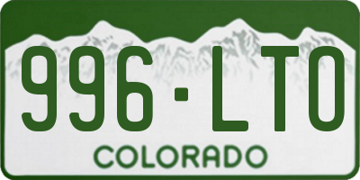 CO license plate 996LTO