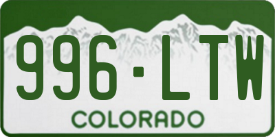 CO license plate 996LTW