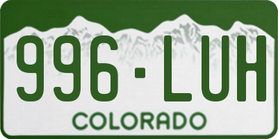 CO license plate 996LUH