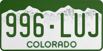 CO license plate 996LUJ