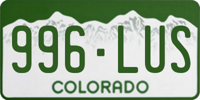 CO license plate 996LUS