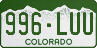 CO license plate 996LUU