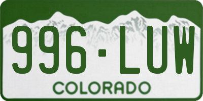 CO license plate 996LUW