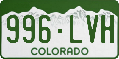 CO license plate 996LVH