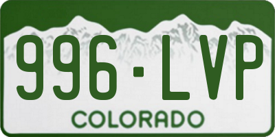 CO license plate 996LVP