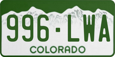 CO license plate 996LWA