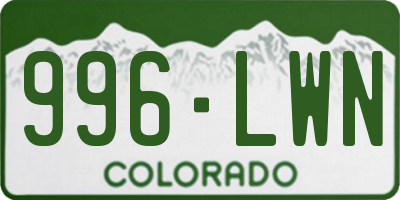 CO license plate 996LWN