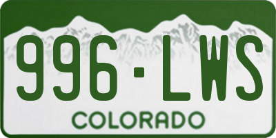 CO license plate 996LWS