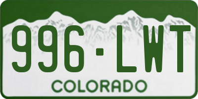 CO license plate 996LWT
