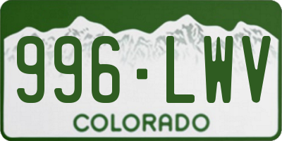 CO license plate 996LWV