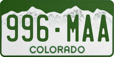 CO license plate 996MAA