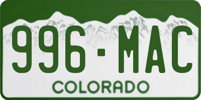 CO license plate 996MAC