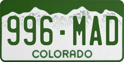 CO license plate 996MAD