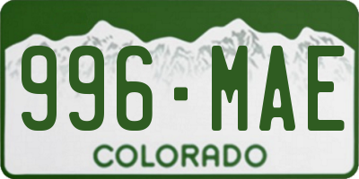 CO license plate 996MAE