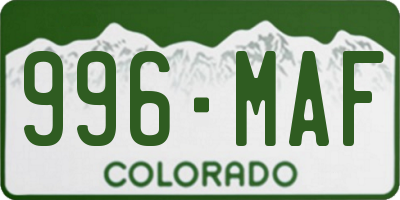 CO license plate 996MAF