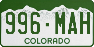 CO license plate 996MAH