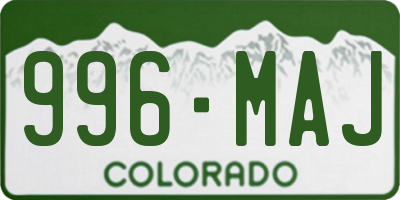 CO license plate 996MAJ