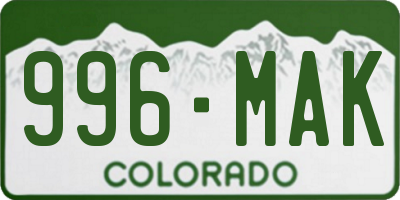 CO license plate 996MAK