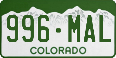 CO license plate 996MAL