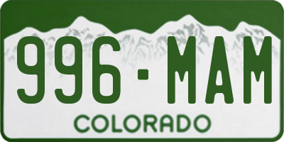 CO license plate 996MAM