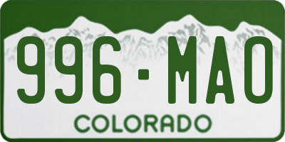 CO license plate 996MAO