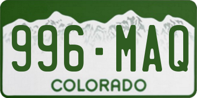 CO license plate 996MAQ