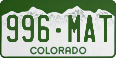 CO license plate 996MAT