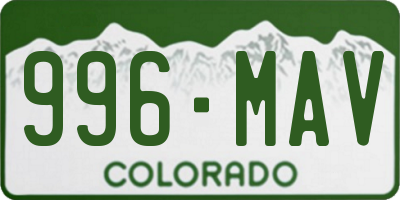 CO license plate 996MAV
