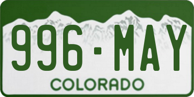 CO license plate 996MAY