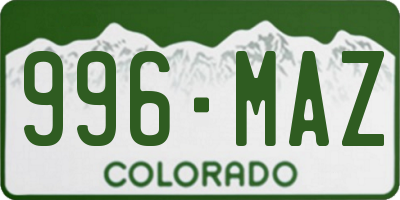 CO license plate 996MAZ