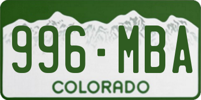 CO license plate 996MBA