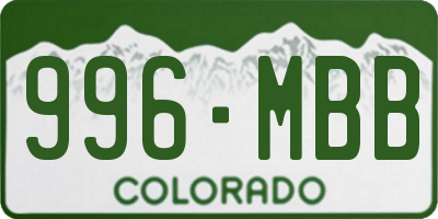 CO license plate 996MBB