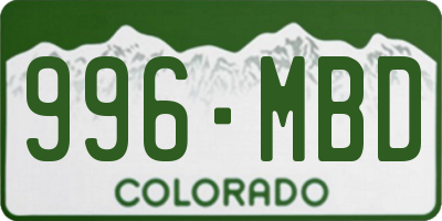 CO license plate 996MBD