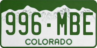 CO license plate 996MBE