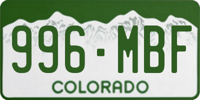 CO license plate 996MBF