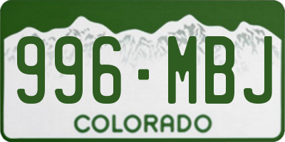CO license plate 996MBJ