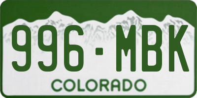 CO license plate 996MBK