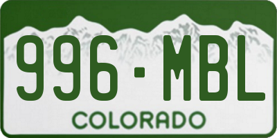 CO license plate 996MBL