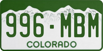 CO license plate 996MBM
