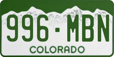 CO license plate 996MBN
