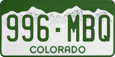 CO license plate 996MBQ