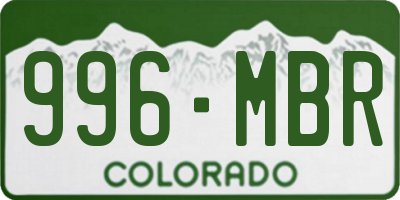 CO license plate 996MBR