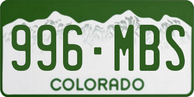 CO license plate 996MBS