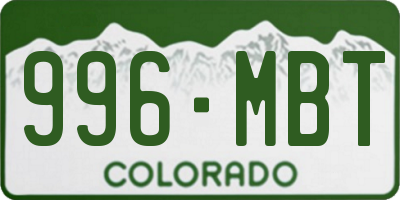 CO license plate 996MBT